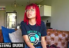 Nerdy Redhead Latina Chokes on Monster Cock in Sloppy POV Head!