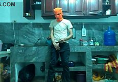 hey best friend watch my flaccid big cock grow hard in kitchen