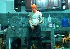 hey best friend watch my flaccid big cock grow hard in kitchen