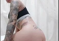 brazilian latina rachell miranda tattooed big tits solo rides huge dildo hard