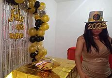 beautiful lady hosts final nye party elegant vip whore dress hides stunning pussy