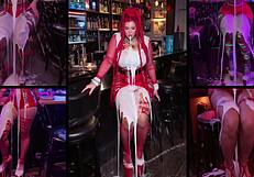 Redhead covered head to toe in hot messy cum creampie