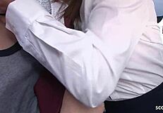 WOW Japanese Nympho Taxi Driver Seduces Boy for Public Car Creampie Fuck