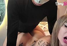 my roommate transei couldn't resist shaking this juicy latina ass in miniskirt... he exploded inside