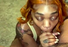 ebony deepthroats big black monster cock with grapefruit gooch technique