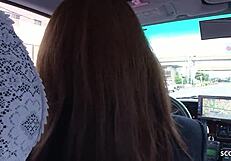 WOW Japanese Nympho Taxi Driver Seduces Boy for Public Car Creampie Fuck