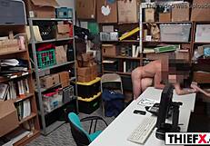 Hot Teen Thief Nailed Hard by Big Cock in Garage Office