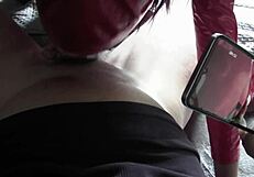 preview shows milf in latex suit deepthroating big cock with creamy cum overflowing her mouth