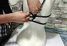 Step-by-step BDSM tutorial on binding and tying peruvian boobs for tight tit bondage play.
