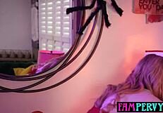 Naughty Blonde MILF Nurse Ellie Tay Probes Stepsons Monster Cock Hard