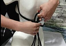 Step-by-step BDSM tutorial on binding and tying peruvian boobs for tight tit bondage play.