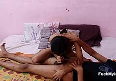skinny indian babe handles huge cock then takes rough pussy pounding