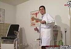 german woman doctor seduces mature patient into sex at clinic