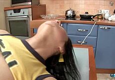 european skinny brunette stretched by monster cock and huge vibrator in hardcore anal