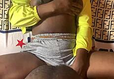 young ebony teen's tight pussy takes huge cock in shorts