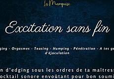 French femdom edges cock with endless jerk off instructions