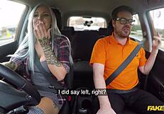 Alexxa Vice Takes Anal Dildo Double in Fake Driving School Car