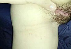 Creampie floods chubby latina cuñada's hairy wet pussy closeup