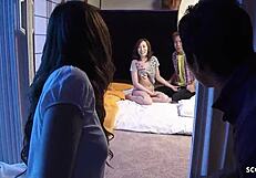 two skinny asian teen couples swap girlfriends for rough holiday orgy... tight pussies creampied uncensored