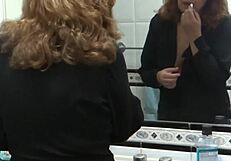 Is my latina wife hotter prepping in bathroom for wild sex?