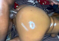 Big Booty Ebony Babe Bent Over for Big Black Cock Doggystyle, Creampie, and Squirting Orgasms