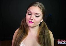 does pretty petite brunette coed lauren's juicy pussy grip that monster cock tight
