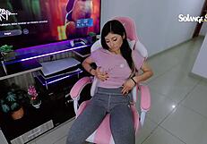my pussy soaks leggings on gaming chair from wild orgasm