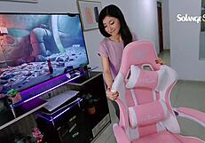 my pussy soaks leggings on gaming chair from wild orgasm