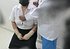 Doctor sneaks a feel on his hot patient in hospital