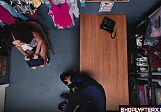 perverted principal tricks ebony shoplifter into deepthroat doggystyle fuck 😈 big tits bent over