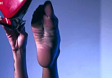 Watch Her Deepthroat Gag on Cock in Heels for Foot Fetish Elegance!
