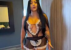 jefe pounds colombian maid's big tits with massive cum explosion!