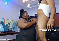 bbw ebony gets facial after sloppy blowjob standing doggy creampie full fuck