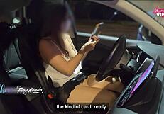 no bra no panties milf flashes natural tits at gas station attendants outdoors
