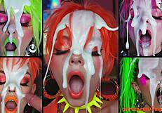 hot girls get colorful facials and creampies from eager guys