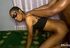 Horny skinny ebony stepsister begs creampie pregnancy fuck
