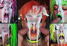 hot girls get colorful facials and creampies from eager guys