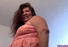 Naughty BBW Housewife Strips Naked in Shower Tease