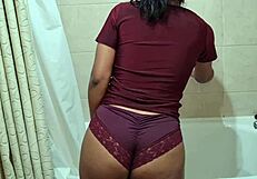 Hot Young Latina Takes Steamy Shower Shaking Big Ass!
