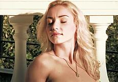 ukrainian blonde nataly undresses her natural tits outdoors softly