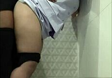 Nurse sneaks friend for steamy hospital bathroom creampie surprise