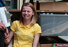 damn that petite teen shoplifter gets fucked hard in the office... released after