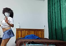 Busty Mature Flashes Tits in Student Uniform