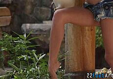 that kinky teen's footjob has me exploding outdoors