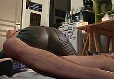 French slut rims in tight pants sky dress pink green satin lingerie before pov cumshot fuck