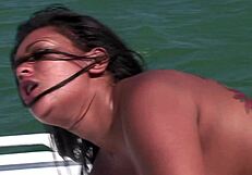 Sexy Mulatto Latina Takes Anal Double Penetration Bent Over Outdoor Boat