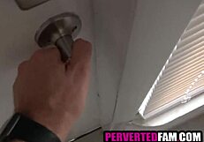 Stepdad spies on stepdaughter and stepson fucking outdoors