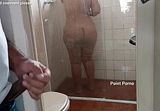 My stepmom always showers with the door open so I can spy her naked
