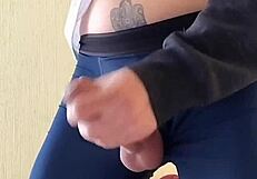 Would You Stroke This Monster Cock Closeup in Public Outdoor Exhibitionist Handjob? 