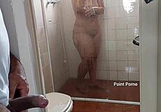 My stepmom always showers with the door open so I can spy her naked